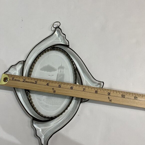 Vintage Clear Etched Lighthouse Sailboat Sea Window Hanging Suncatchers Metal - Picture 8 of 11